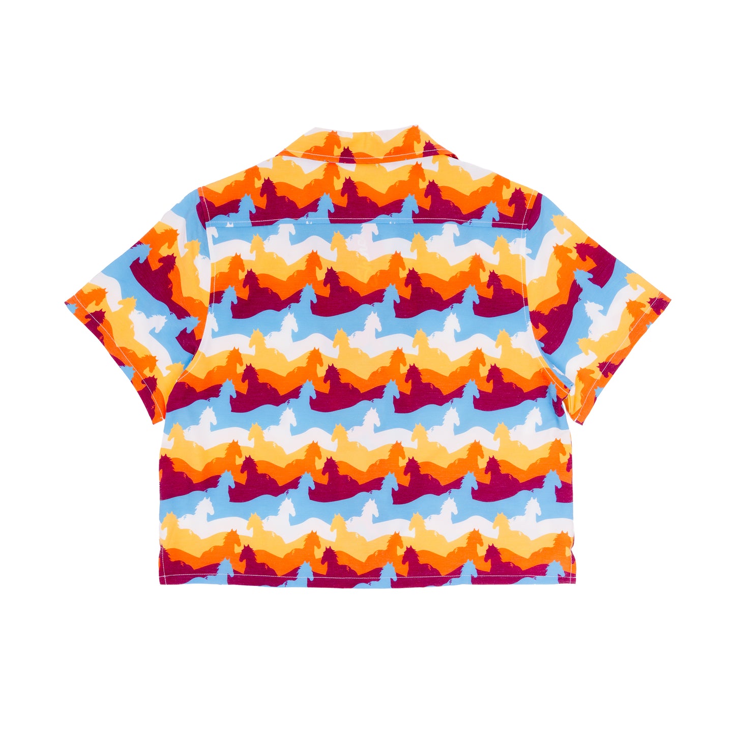 Colorful patterned t-shirt on a white background