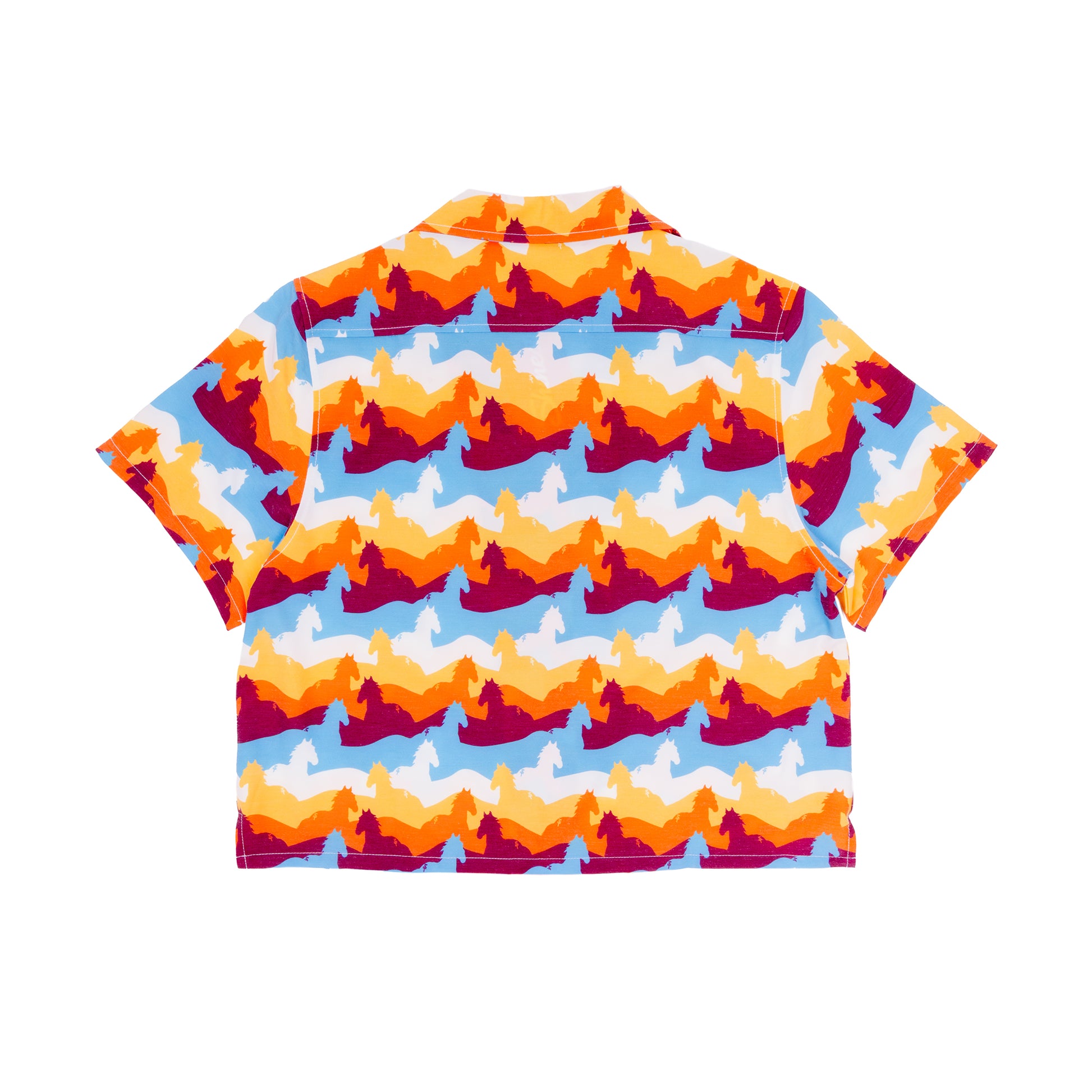 Colorful patterned t-shirt on a white background